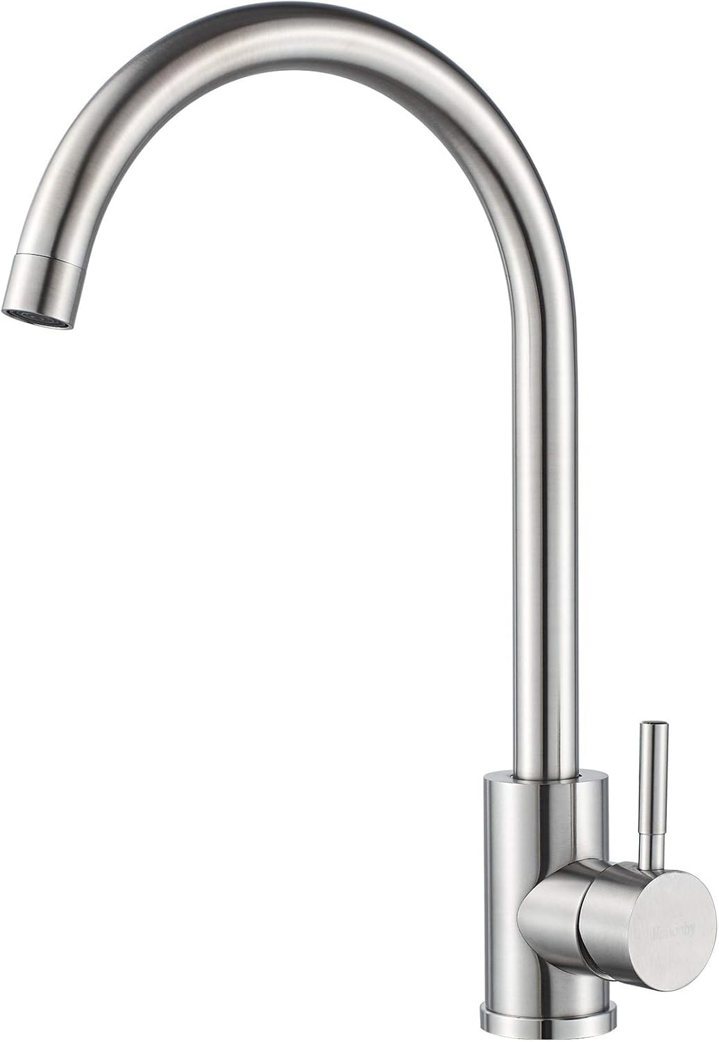 Brushed Nickel High Arc Kitchen Faucet, Single Hole Design