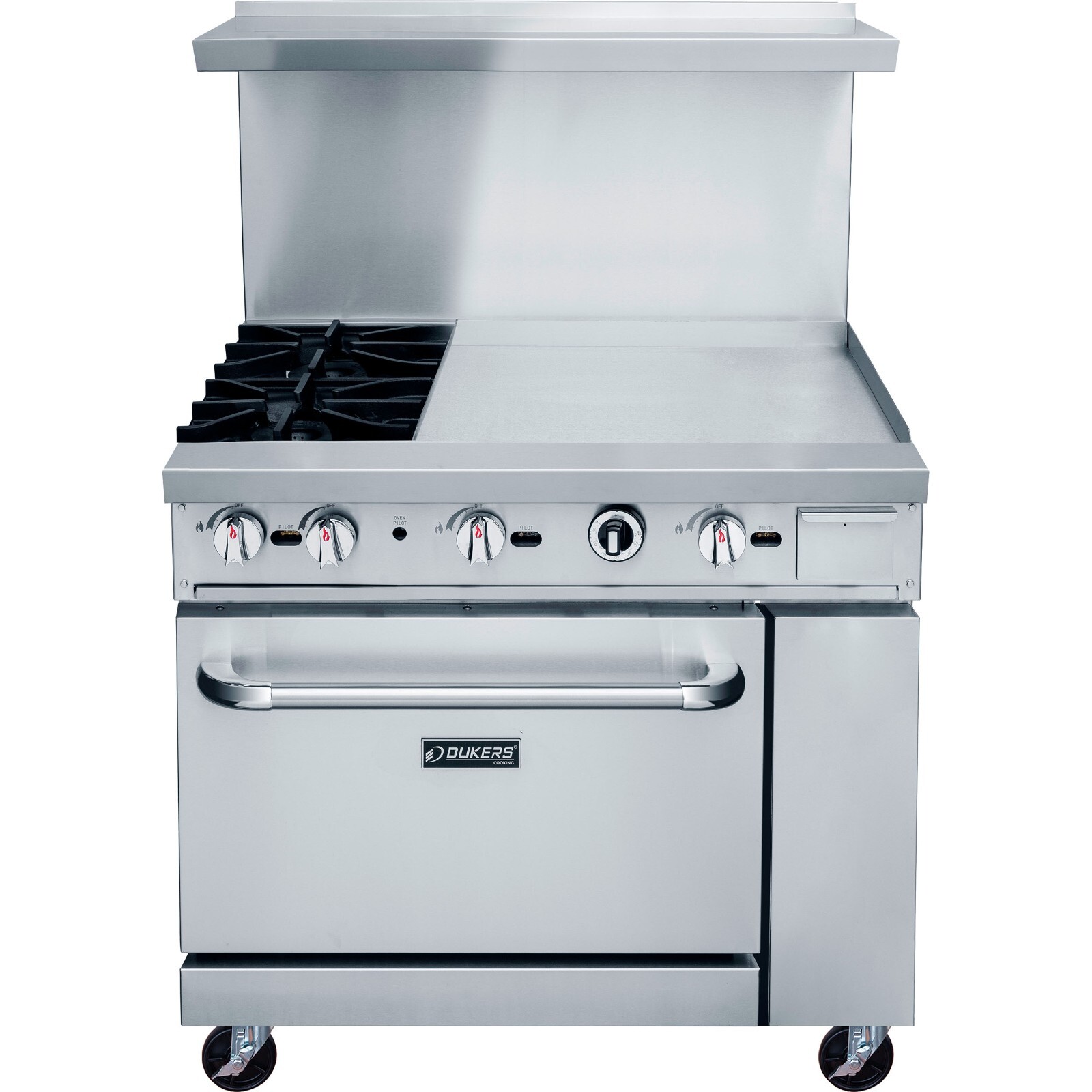 DUKERS DCR36-2B24GM 36″ NAT Gas Range 2 Open Burners 24″ GRIDDLE & OVEN