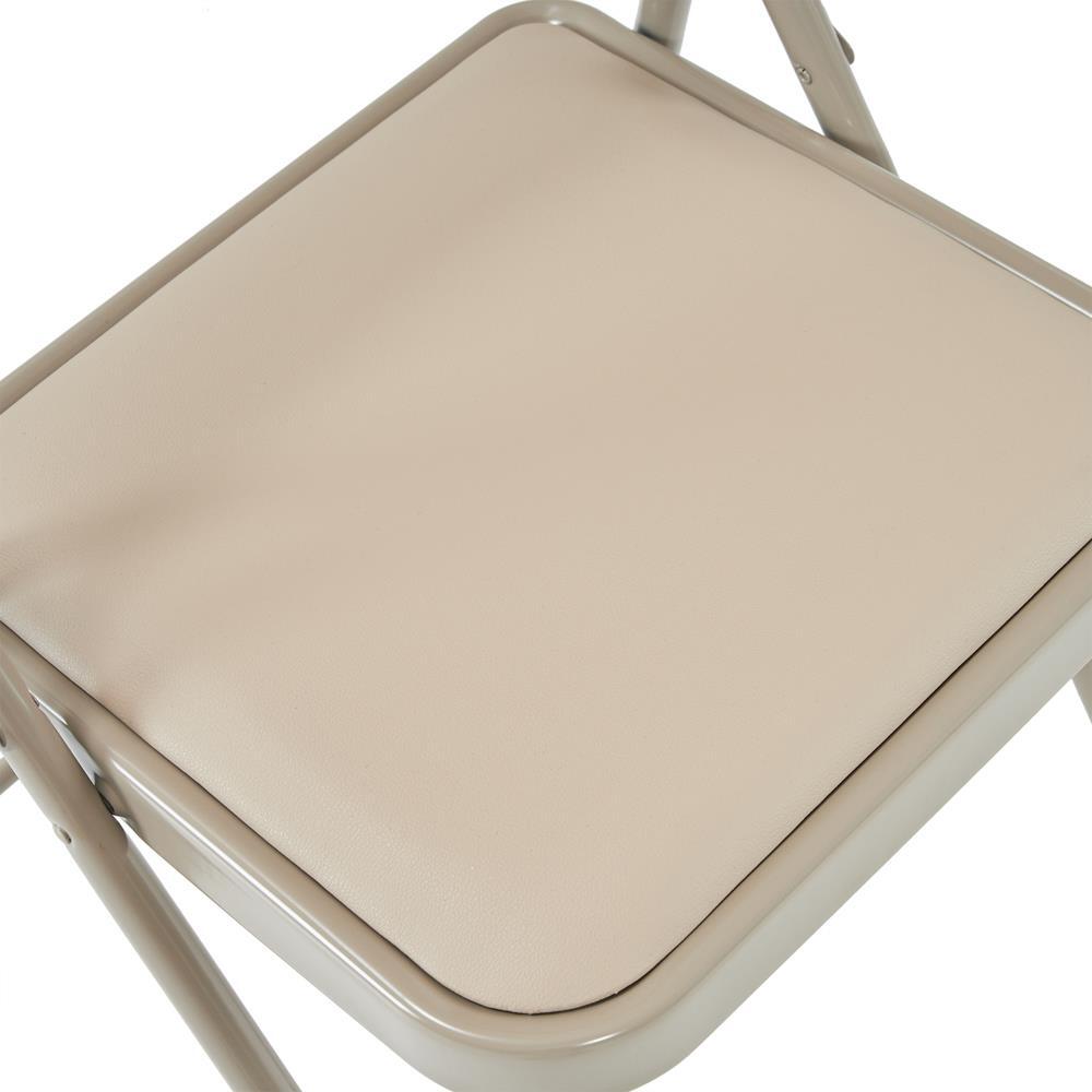 Set of 4 Upholstered Padded Seat Metal Frame Folding Chair Portable