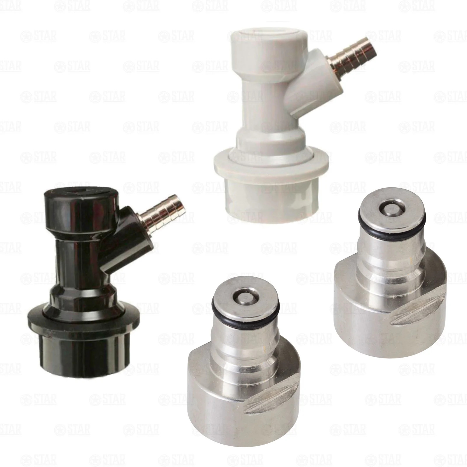 Sankey Keg Quick Connector Adapter Posts + Ball Lock Corny Keg Coupler Set