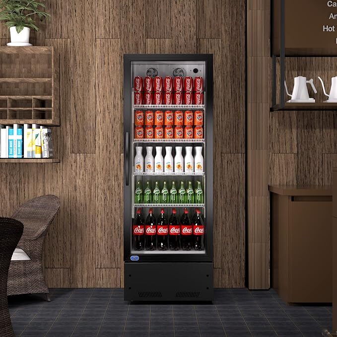 Commercial Merchandiser Refrigerator 8 Cu.Ft Glass Door Upright Cooler-Black New