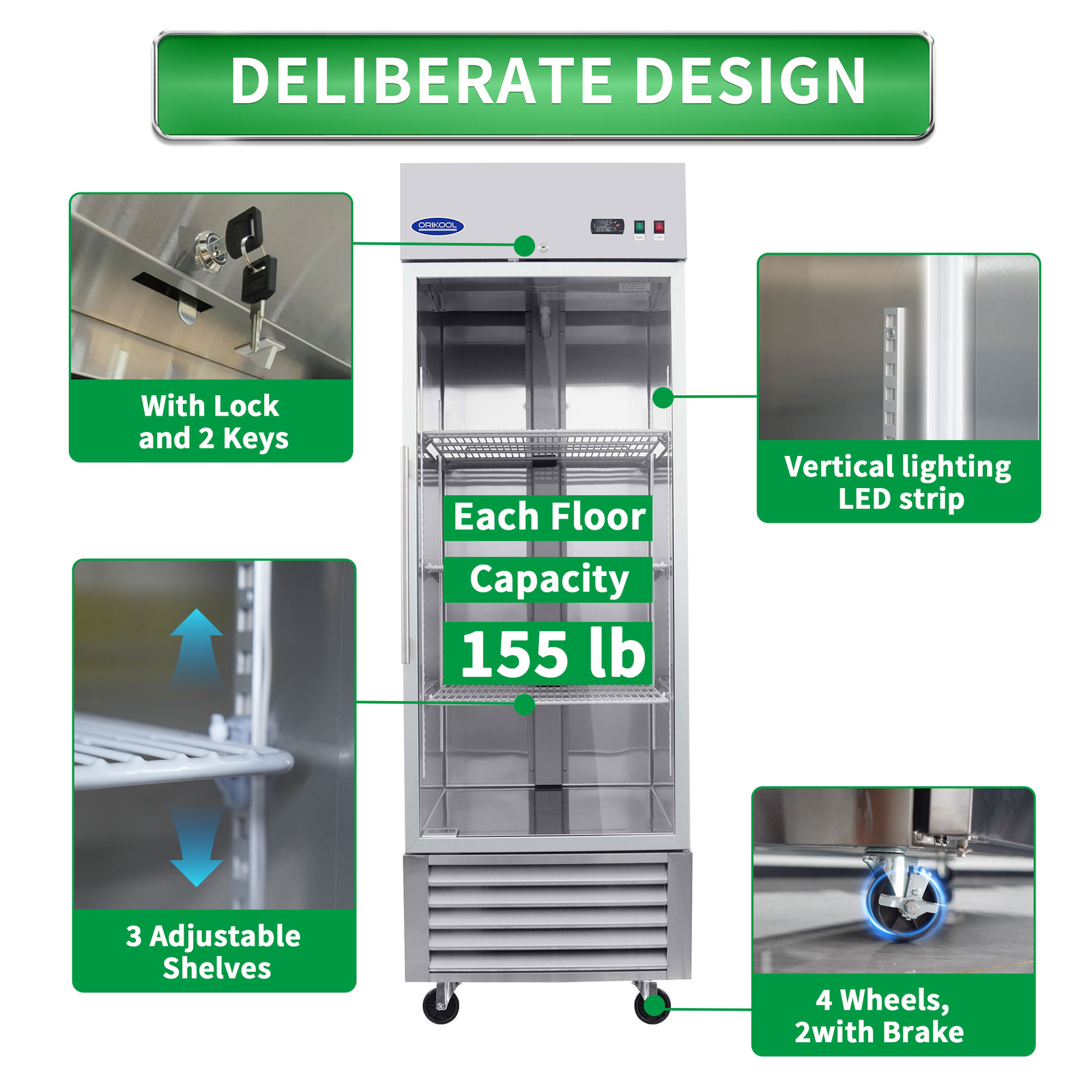 27″ Stainless Steel Commercial Merchandiser Display Refrigerator 23 Cu.ft