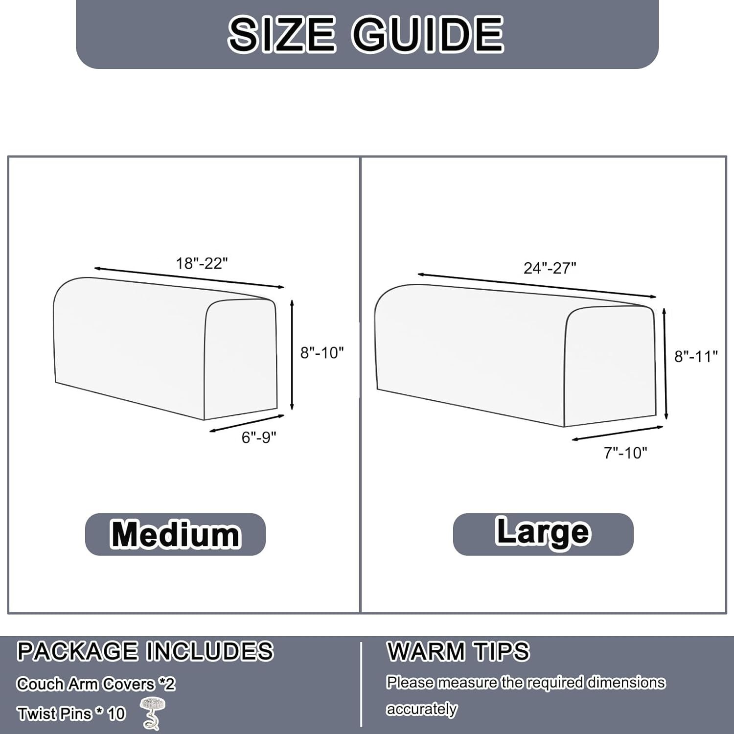 Couch Arm Covers,Sofa Arm Covers Set of 2 Polyester Stretch Anti-Slip Furniture