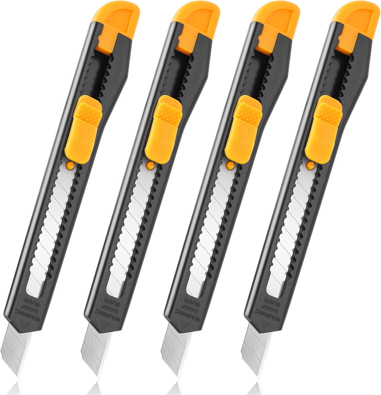 4 Pack Box Cutter Retractable, Utility Knife 9MM Wide Snap-Off Blades, Exacto