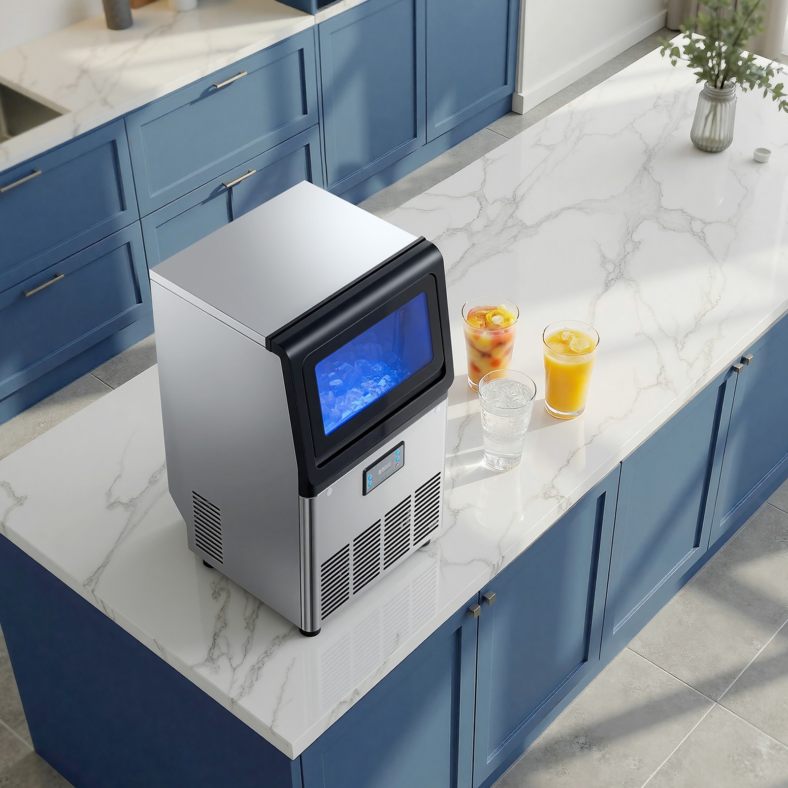 VEVOR Commercial Ice Maker 90 lbs/24h Ice Machine 13 lbs Storage Bar Restaurant