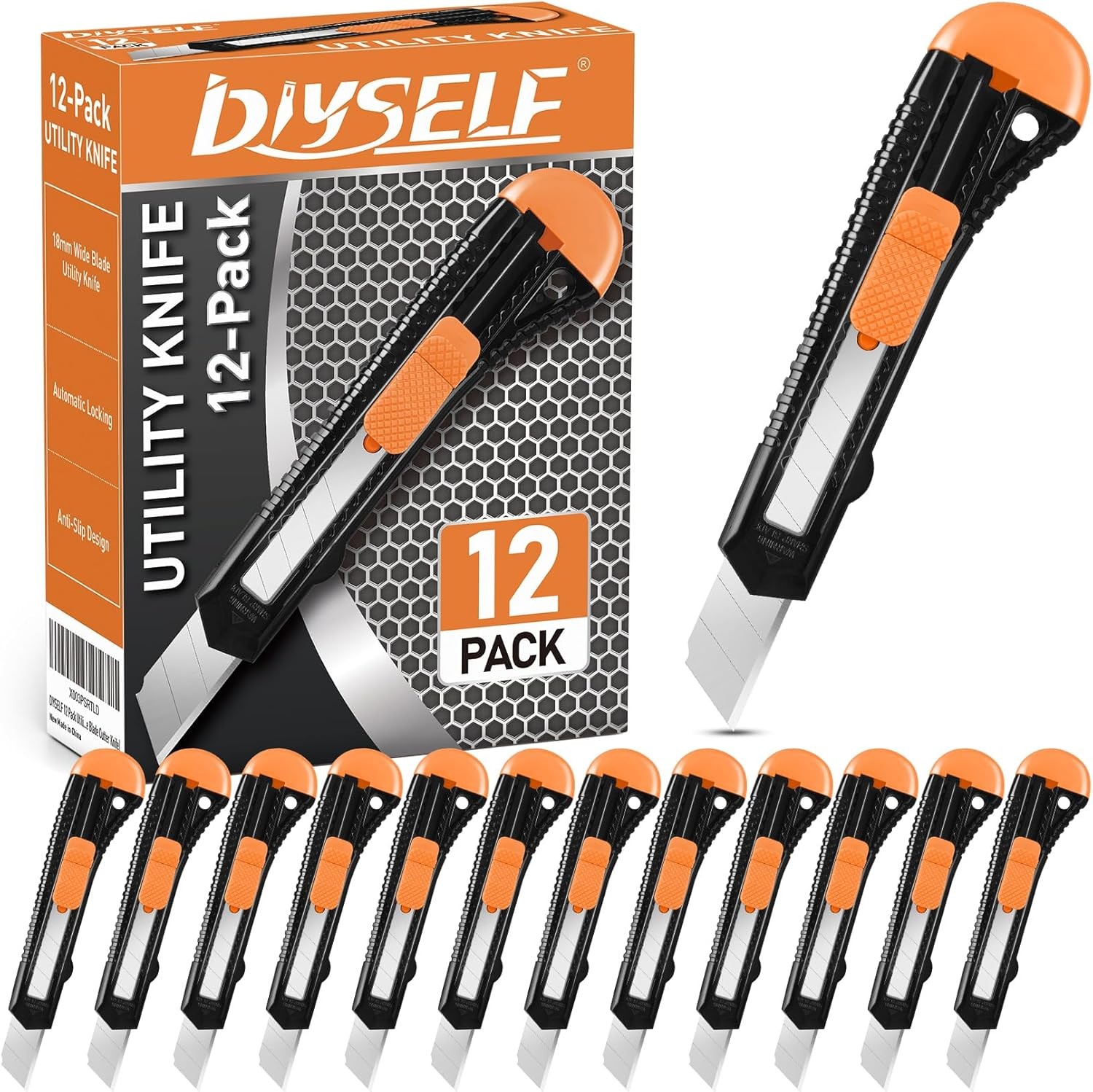 12-Pack Box Cutters, Disposable Utility Knife, Box Cutter Retractable for