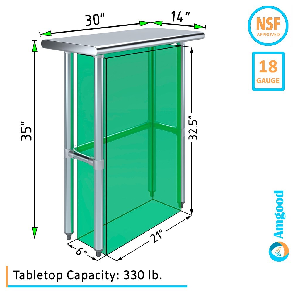 14 in. x 30 in. Open Base Stainless Steel Work Table | Residential & Commercial
