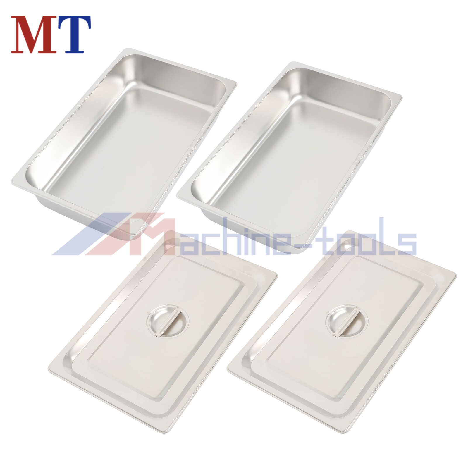 2-Pack Full Size Hotel Steam Table Pan with Lid 4 Inch Deep Stainless