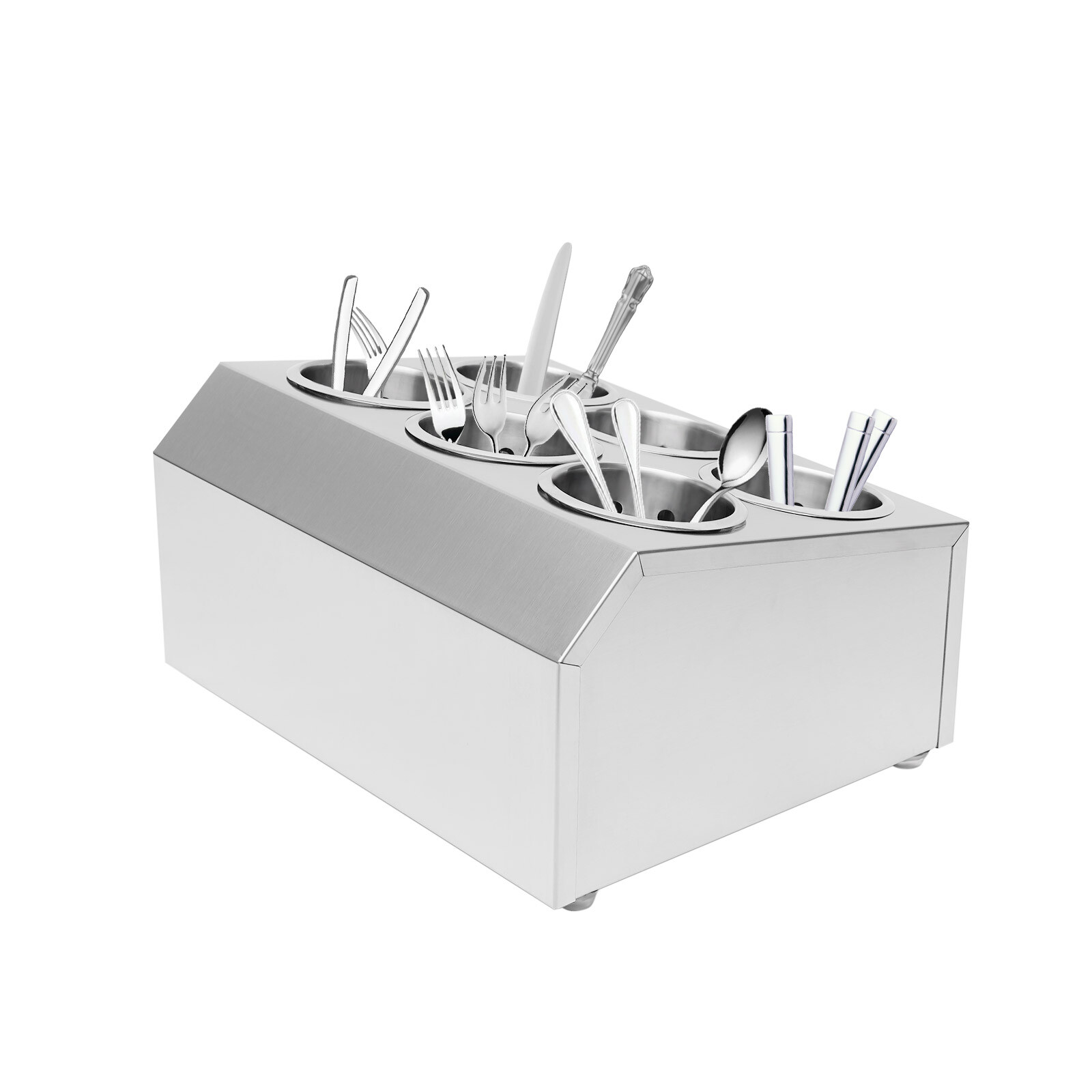 6-Grids Flatware Cylinder Holder Kitchen Utensils Storage Organizer Stainless