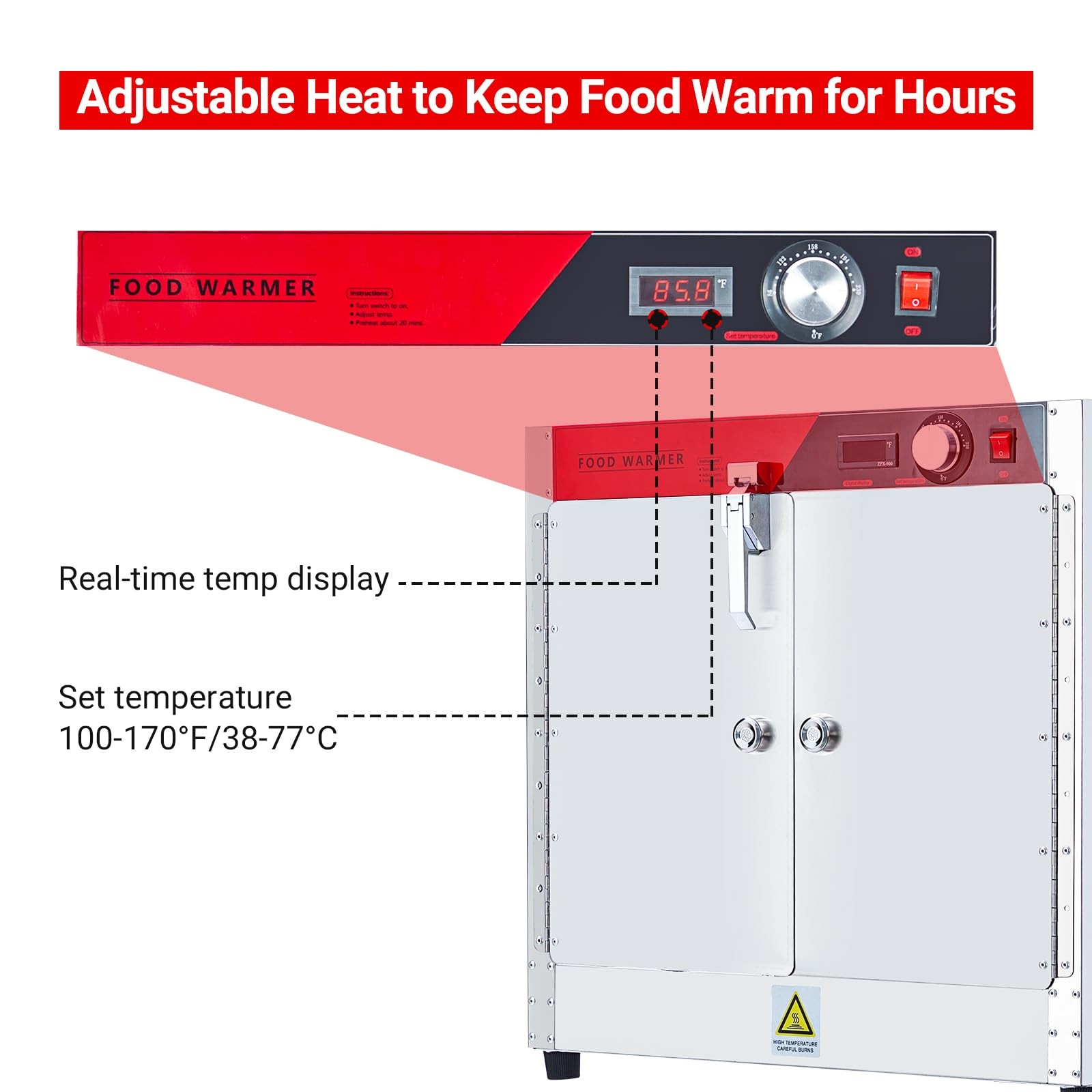 Hot Box Food Warmer 4-Tier Concession Warming Cabinet with Temperature Control
