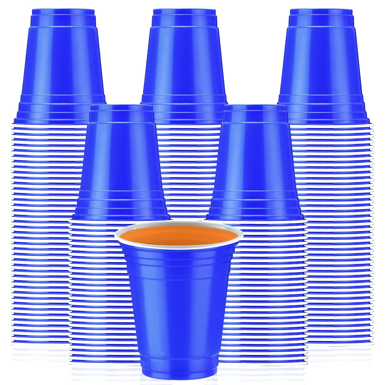 100 Pack 12oz Blue Plastic Cups 250th Anniversary Heavy Duty Drinking Disposa…