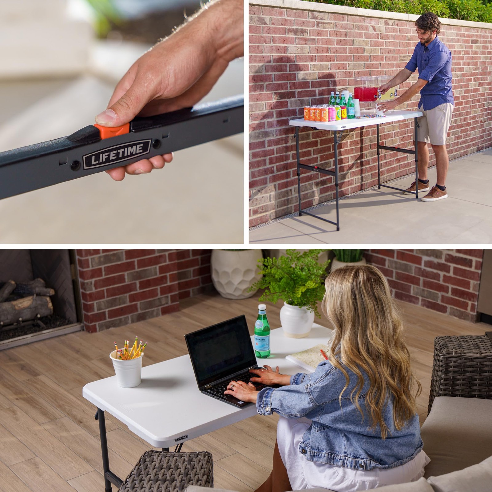 Lifetime 4-Ft Fold-in-Half Adjustable Table – Light Commercial