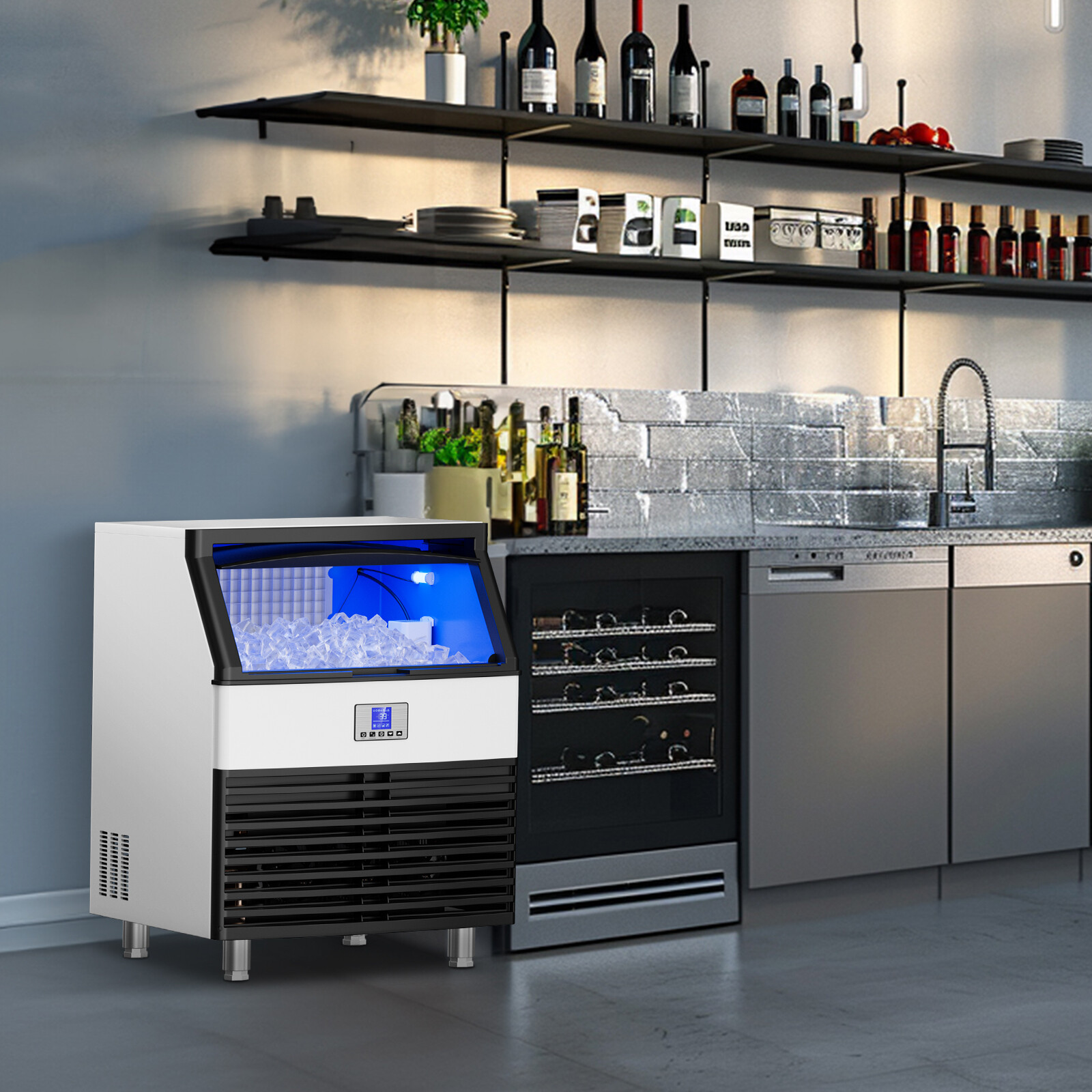 Commercial Ice Maker Machine 320lb/24H Stainless Steel Under Counter ice Machine