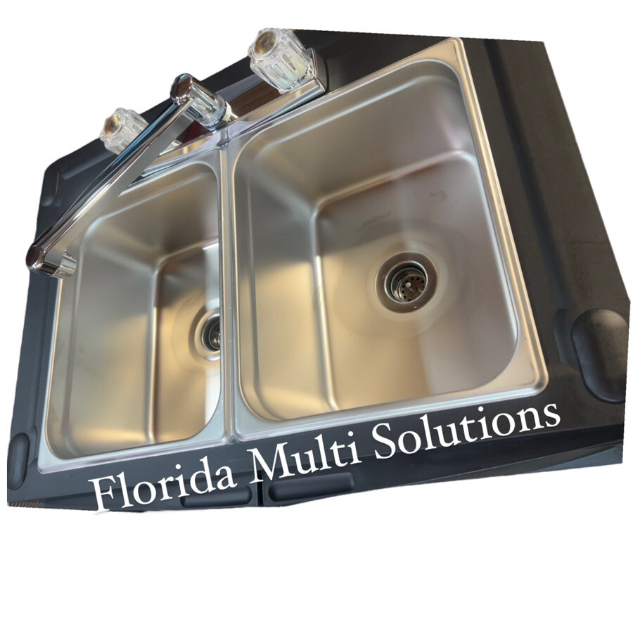 Portable Double Compartment Sink Self Contained Hot Water Concession 110v