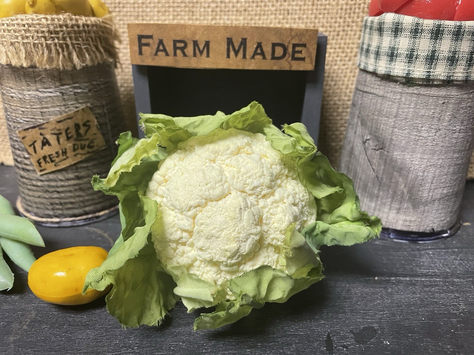 PRIMITIVE FARMHOUSE KITCHEN DECOR FAKE FOOD MINI VEGETABLE CAULIFLOWER – FFVUPS