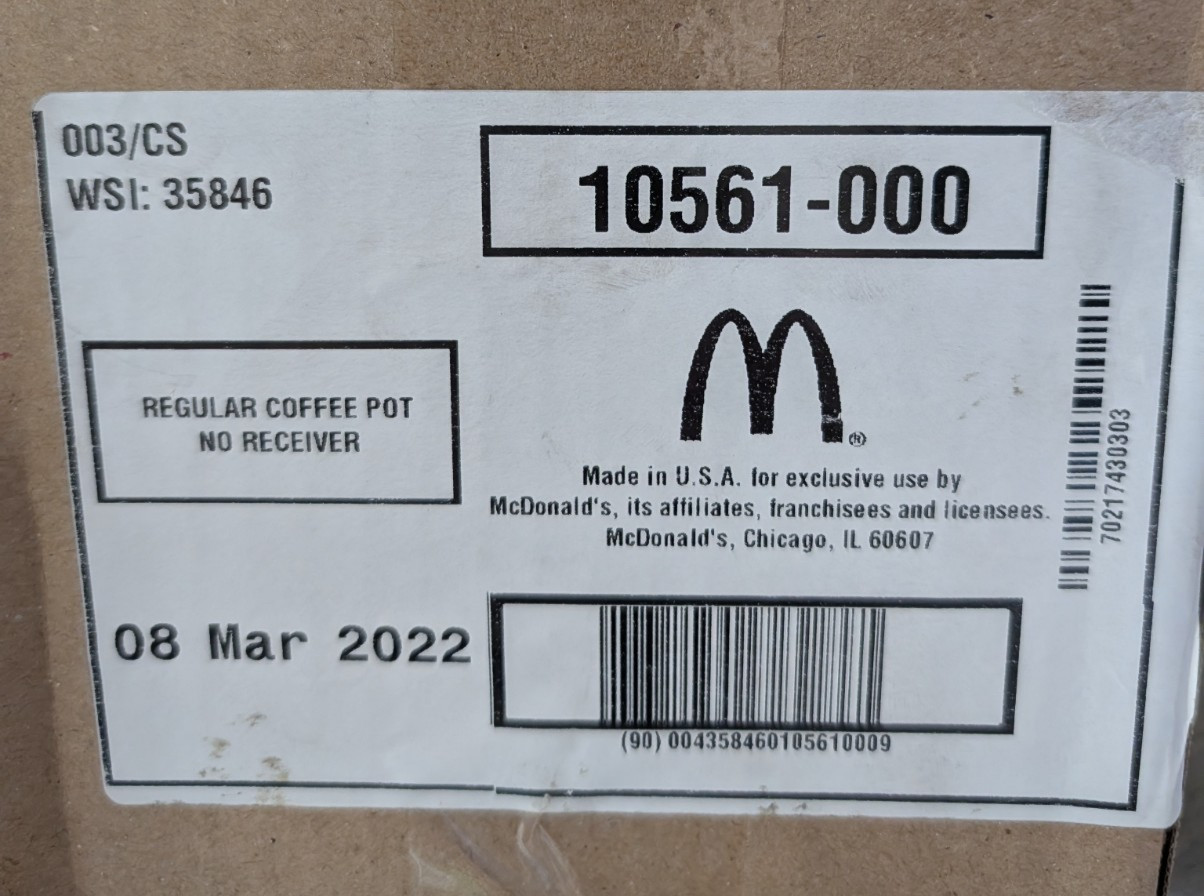 McCafe McDonalds Commercial Coffee Pot Carafe Schott Duran Germany New 10561-000