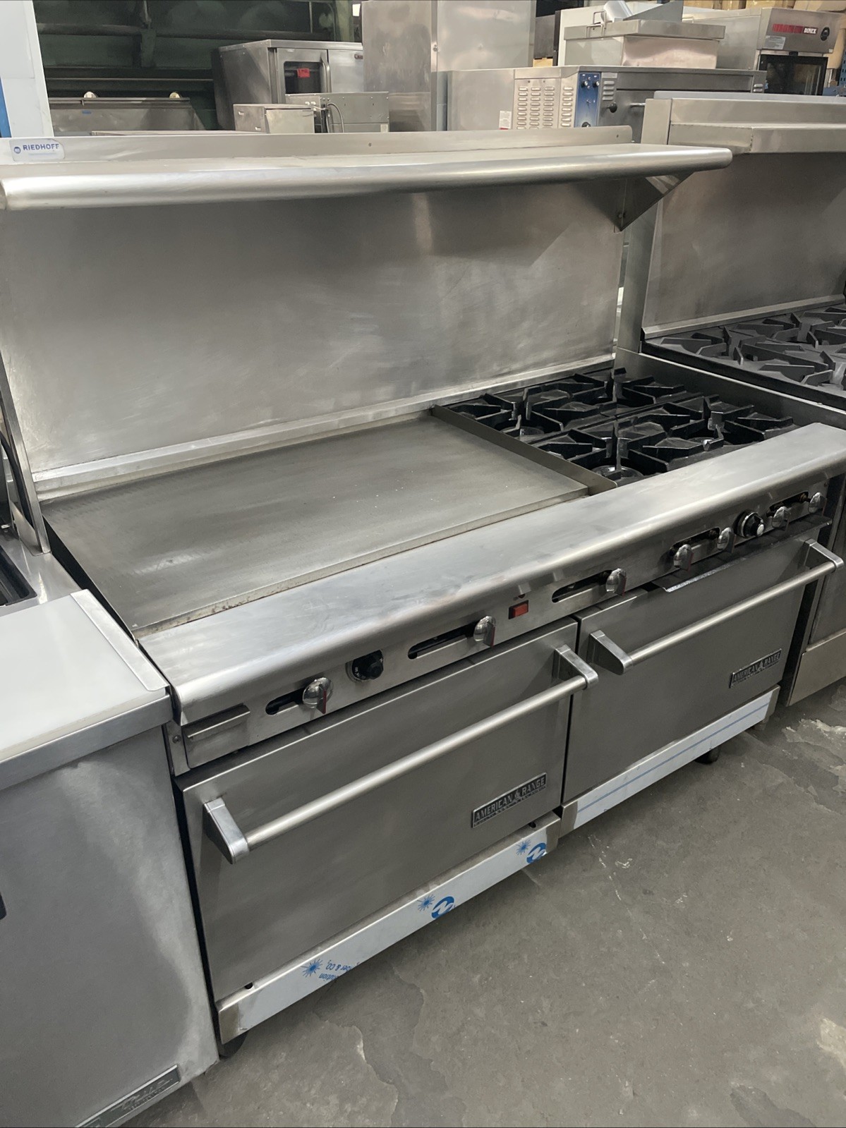 American Range 60” Commercial Griddle & Burner Range 2 Full Ovens 1 Convection