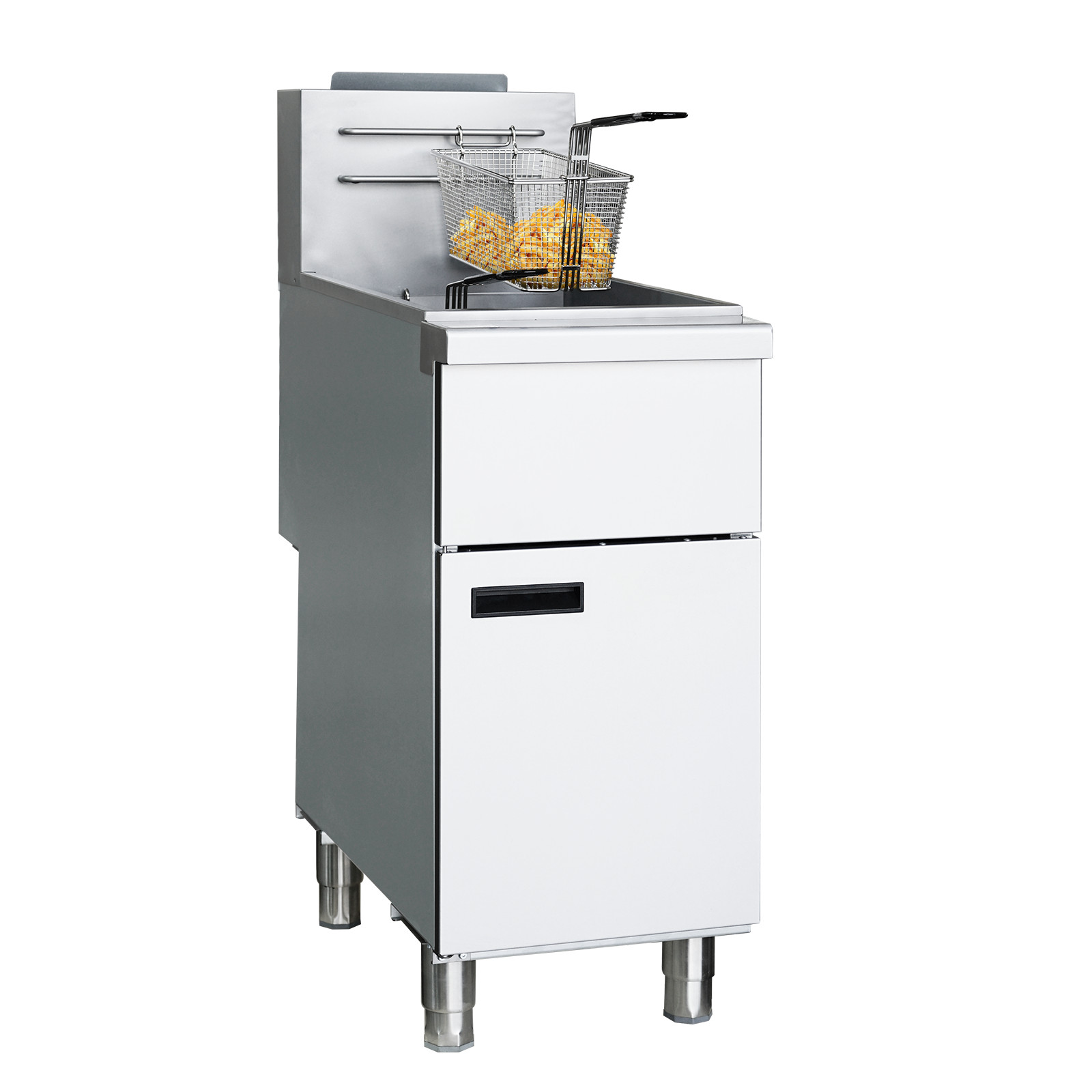 Commercial Floor Gas Deep Fryer Liquid Propane 3 Burners 40 Lbs 90000 BTU CSA
