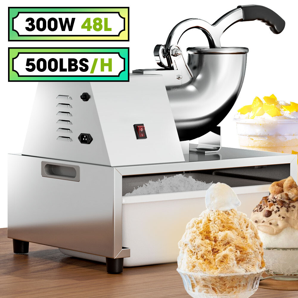 500lbs Commercial Ice Crusher Shaver Four Blades Snow Cone Machine Safety Switch