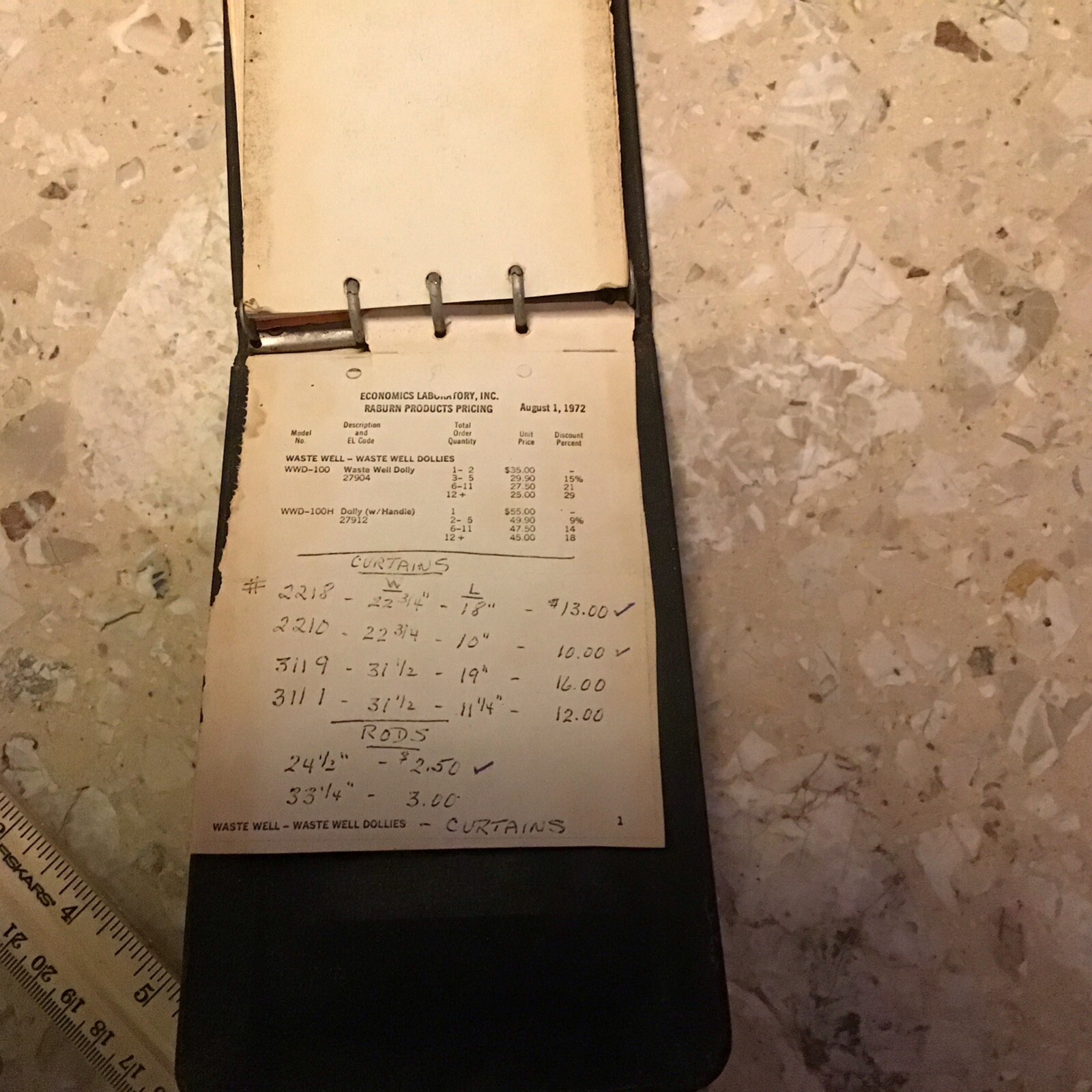 Vintage Economics Laboratory 1972 Price Book Ecolab Territory Manager