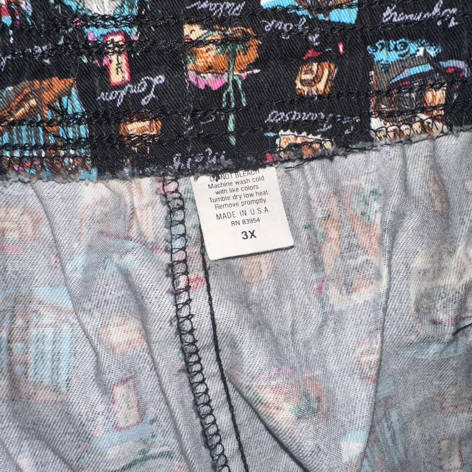 Vintage Nicole Miller Chefwear 3X Postcard Travel Print Chef Pants 30 Inseam 90s