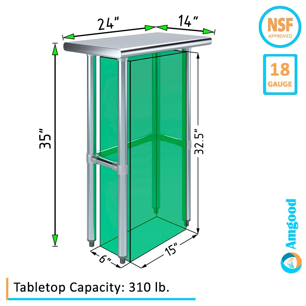 14 in. x 24 in. Open Base Stainless Steel Work Table | Residential & Commercial