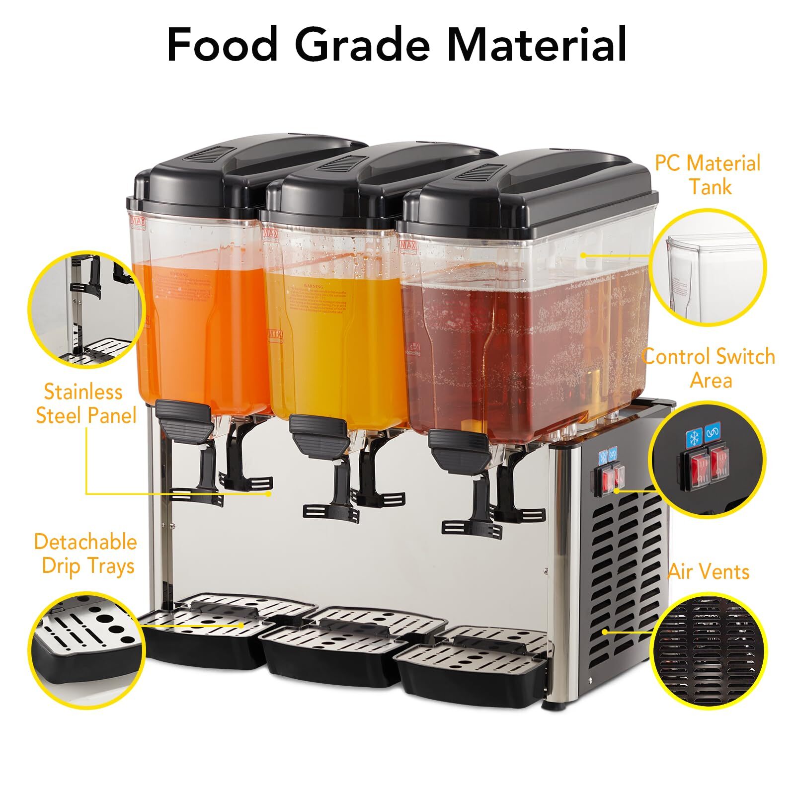 Commercial Juice Dispenser 14.25Gallon Cold Beverage Drink Dispenser Machine 54L