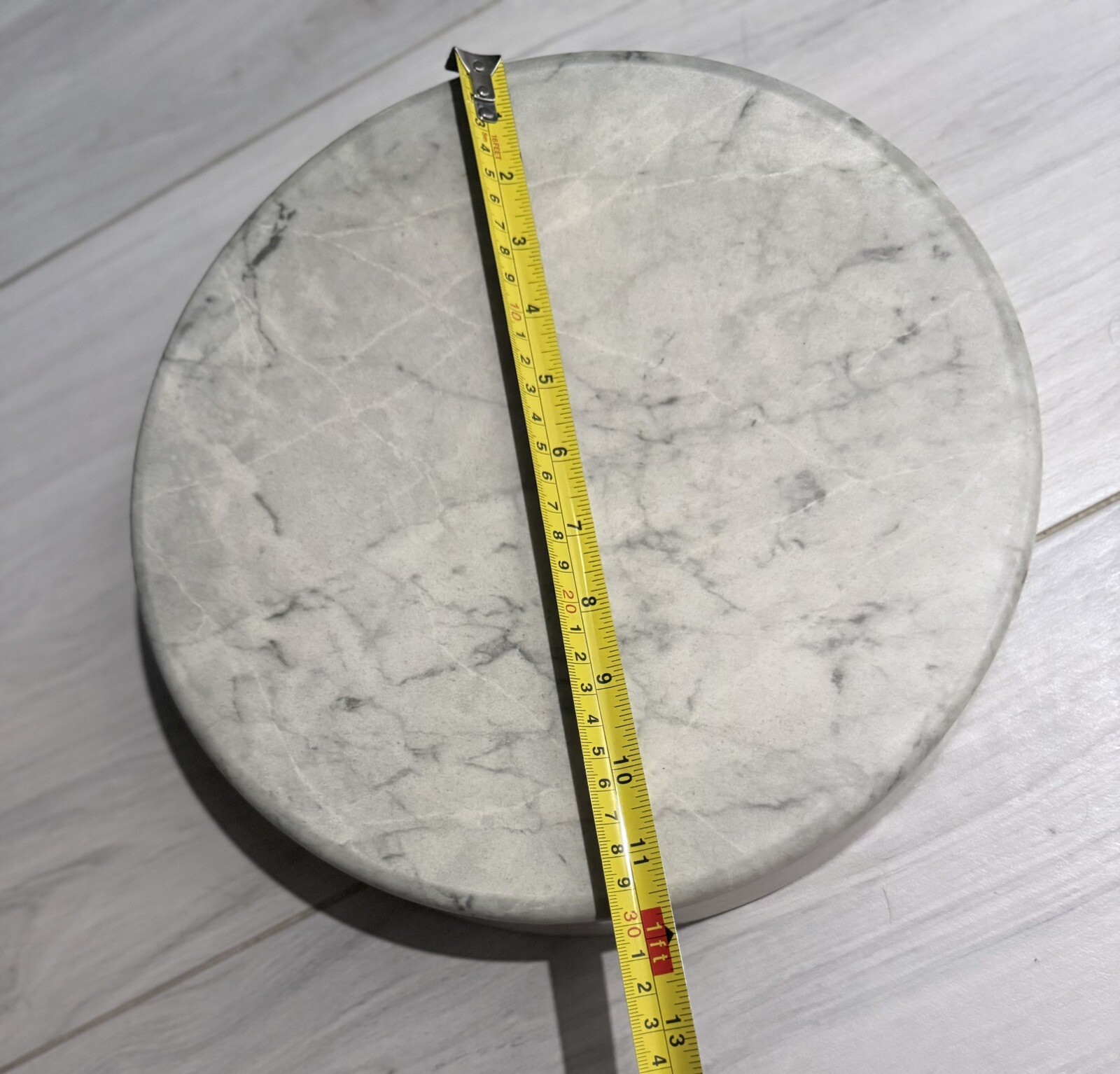 2- HUBERT Round Marble Look Display Riser White – 12″Dia x 2″H