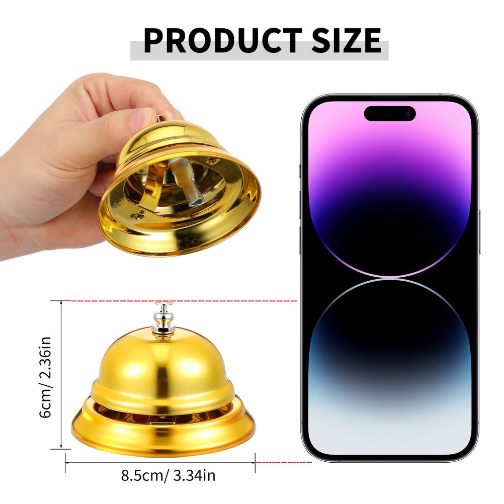 Restaurant Service Bell Golden Metal Bell for Desk Use Reception Kitchen Bar