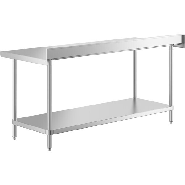 30″W x 72″L Stainless Steel Work Restaurant Table with Backsplash and Undershelf