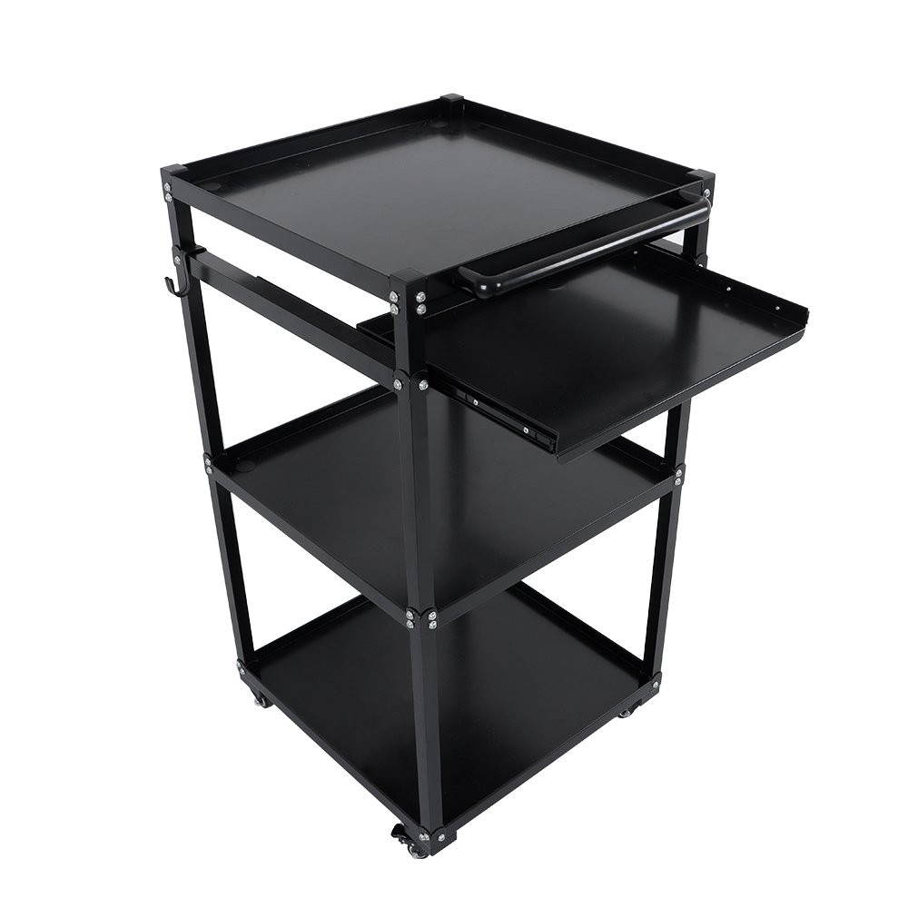 3 Shelf Aluminum Mobile Working Platform Height Adjustable AV Utility Hand Cart