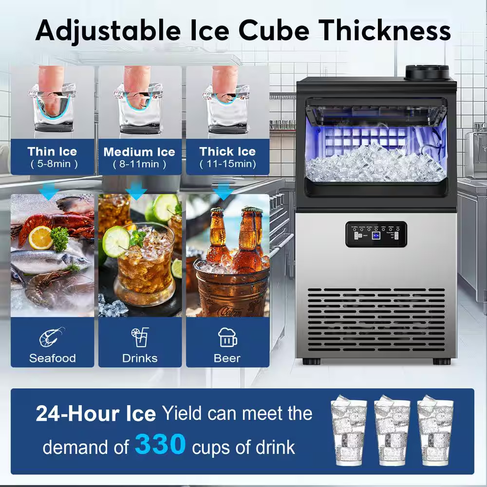 13.5In. 90 Lbs. 24H Half Size Cube Built-In/Freestanding Commercial Ice Maker in
