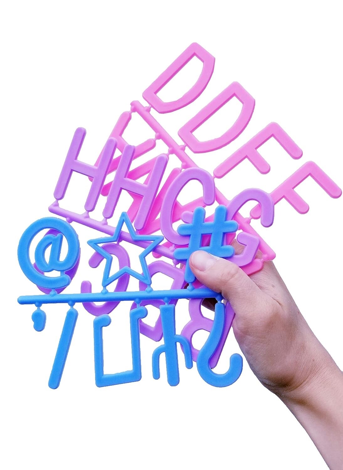 Big 2 Inch Letter Board Letters Set Unicorn Colors Pink Blue Purple Storage Bags
