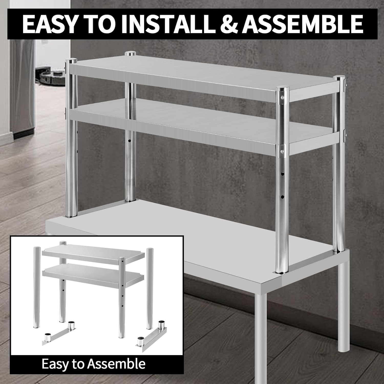 NEW Stainless Steel Double Overshelf 48»L x 12»W Commercial 2 Tier Overshelf