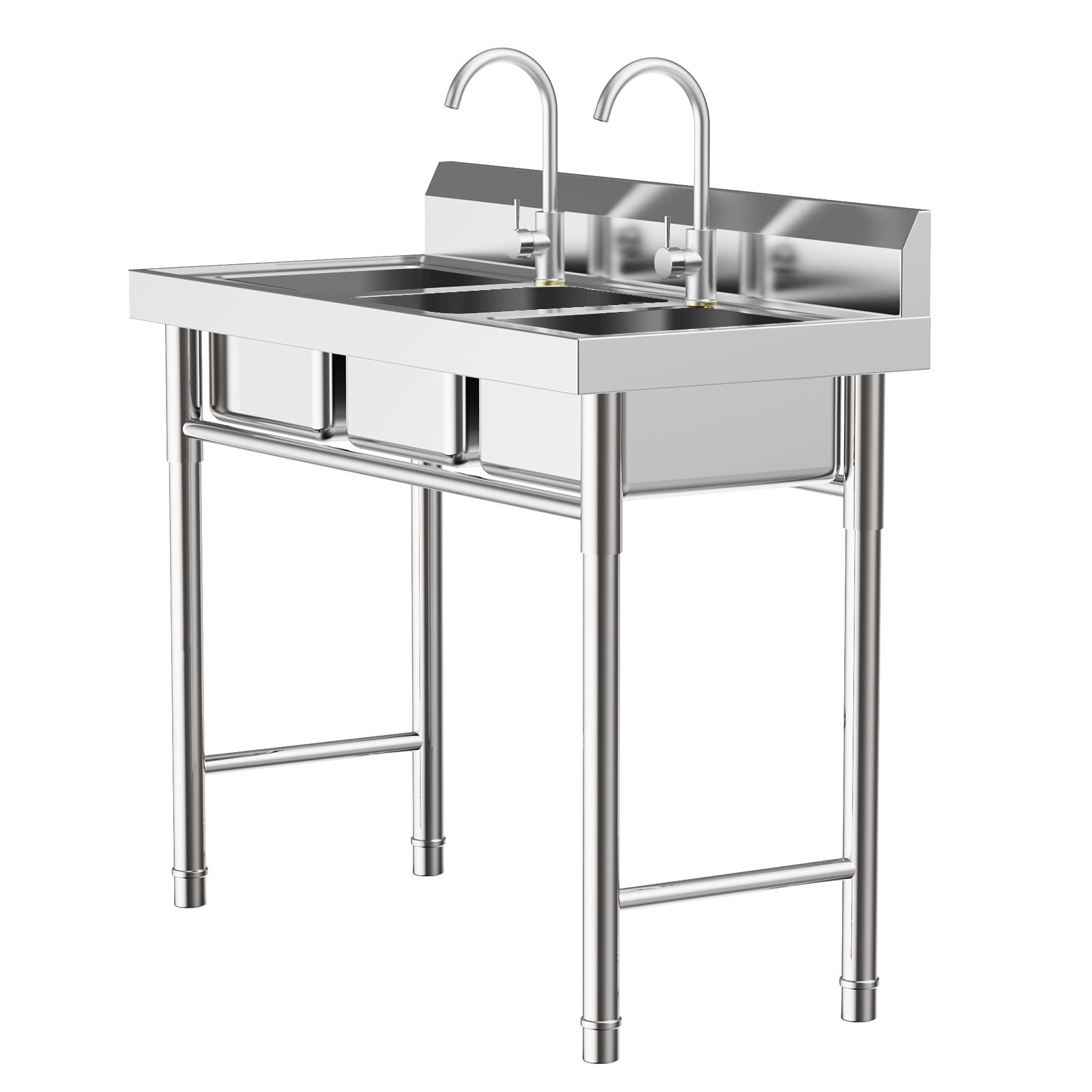 Commercial Sink Stainless Steel 3 Compartment Kitchen Utility Sink With Faucet