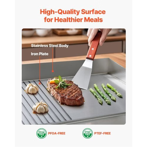 Commercial Electric Griddle, 21.06 x 11.81 inch, 1750W, 122-570?&deg;F Adjustabl