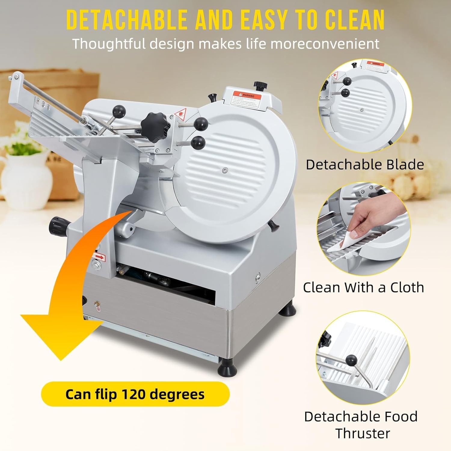 Commercial Meat Slicer 12″ Fully Automatic 180W+370W Stainless Steel Adjustable
