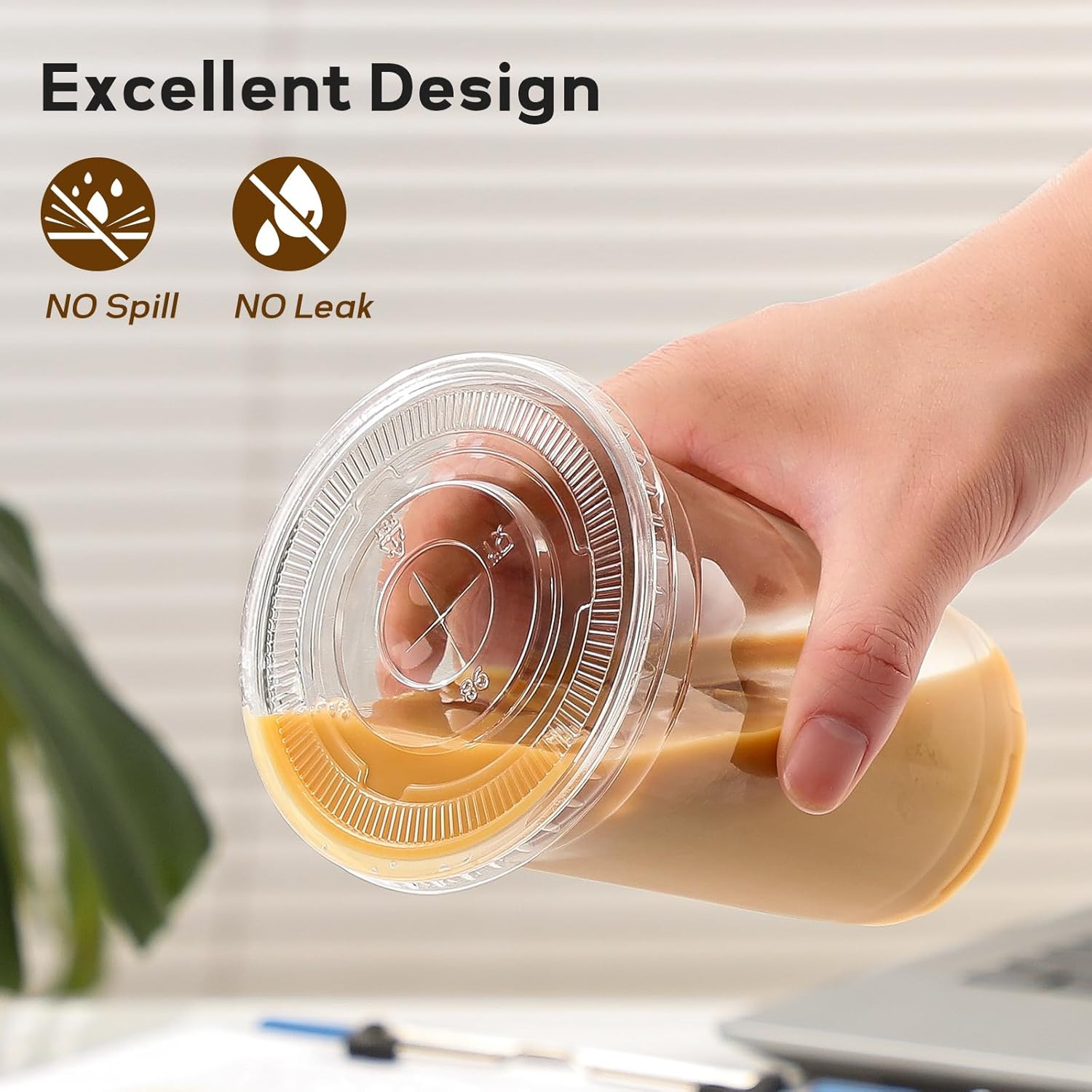 AOZITA 16 Oz Plastic Cups with Lids and Straws, 50 Pack, Disposable Iced Coffee
