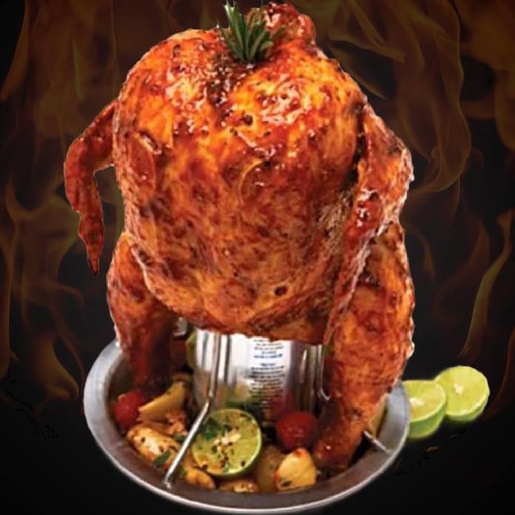 Qirvaten Chicken Roaster Rack, Stainless Steel Beer Can Holder Silver