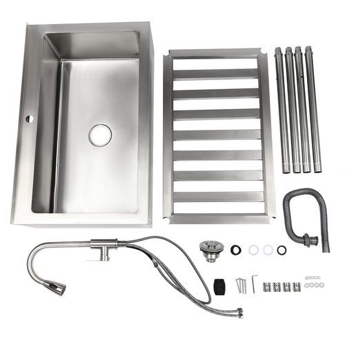 Commercial Stainless Steel Sink Laundry Kitchen Sink Utility Sink w/Drain-pipe