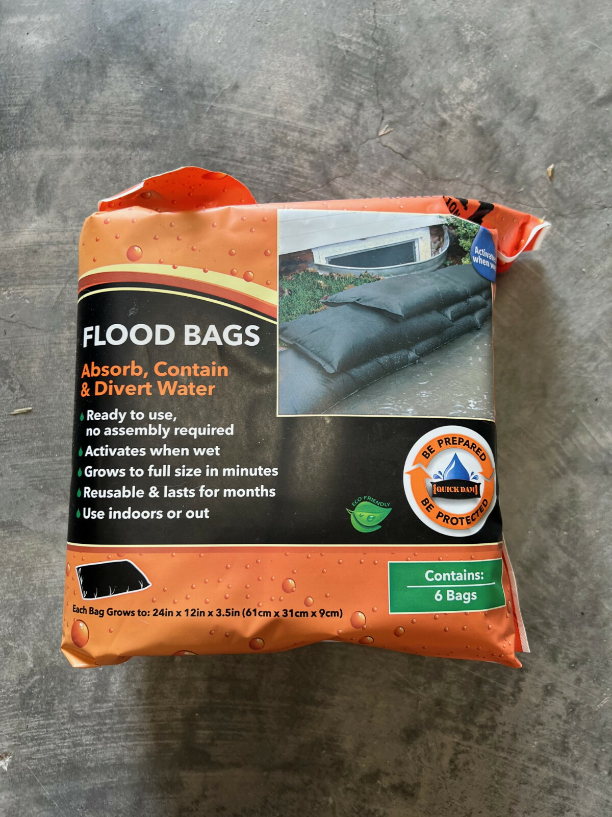 Quick Dam 6-Pack 24-in L x 12-in W Self-Inflating Polypropylene Flood Bag