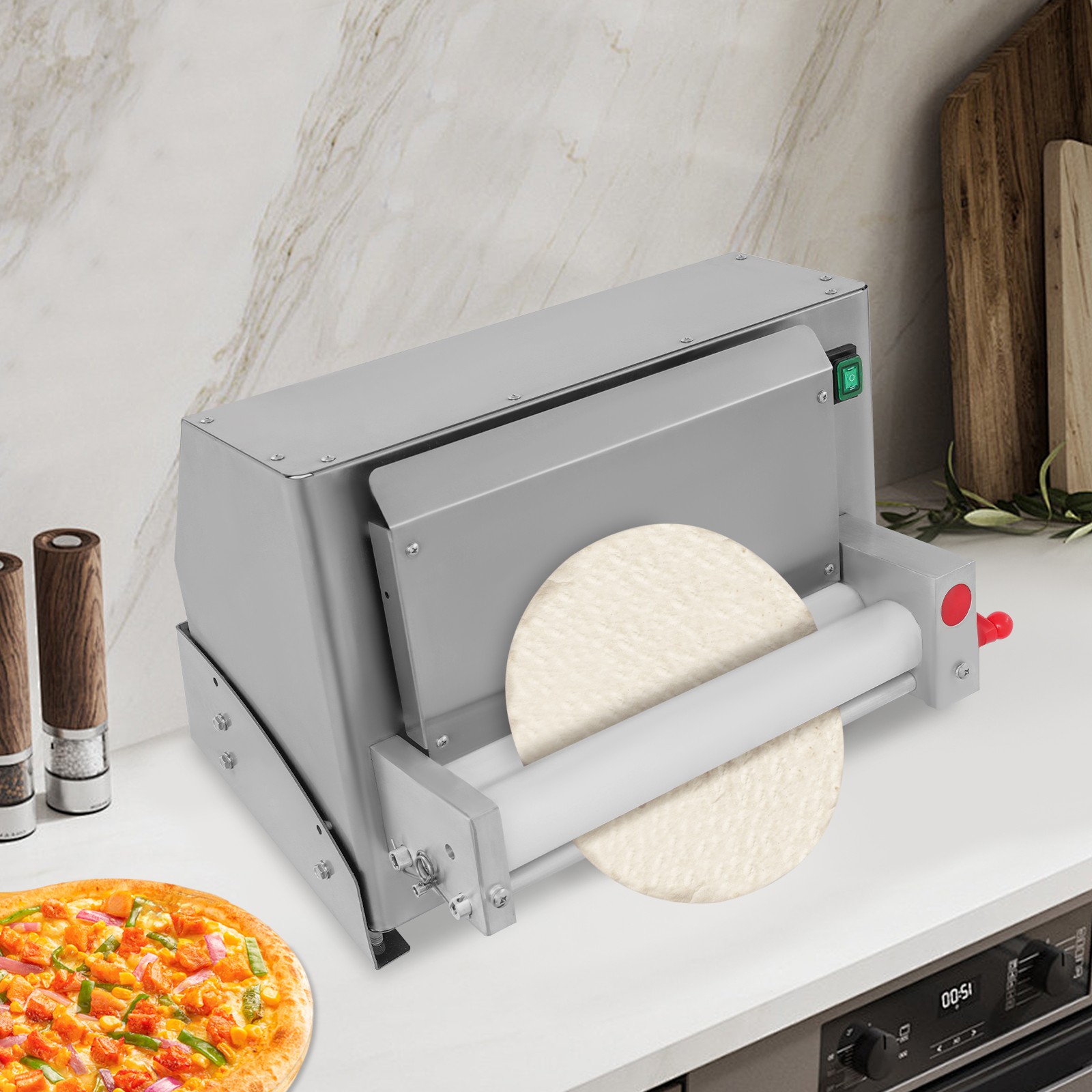1mm-5.5mm Automatic Pizza Press Shaping Machine Electric Pizza Dough Machine