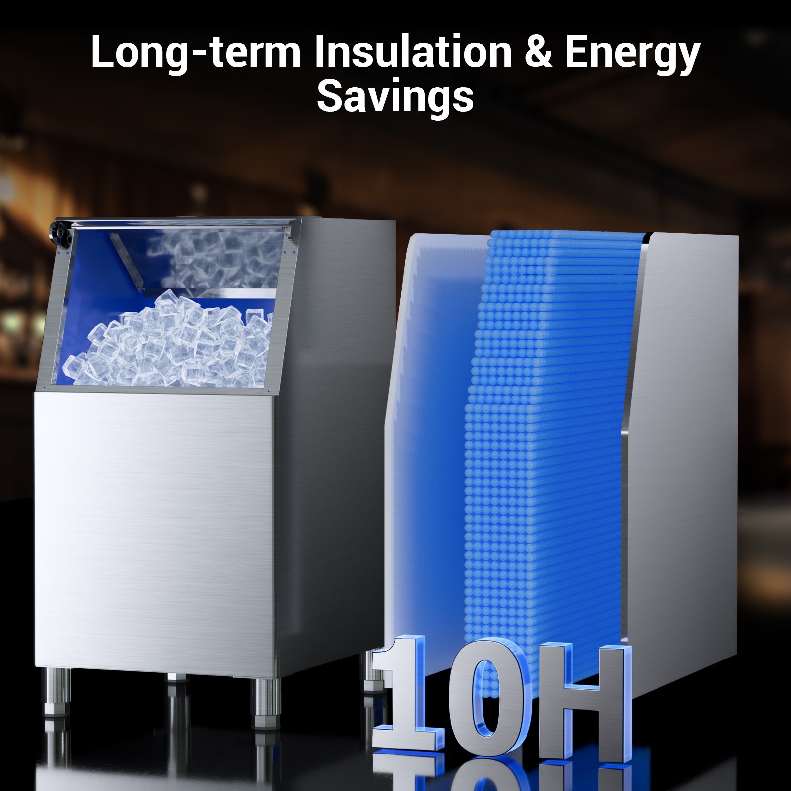 Commercial Ice Maker Machine 550Lbs/24H, Industrial Ice Machine, 350Lbs Storage