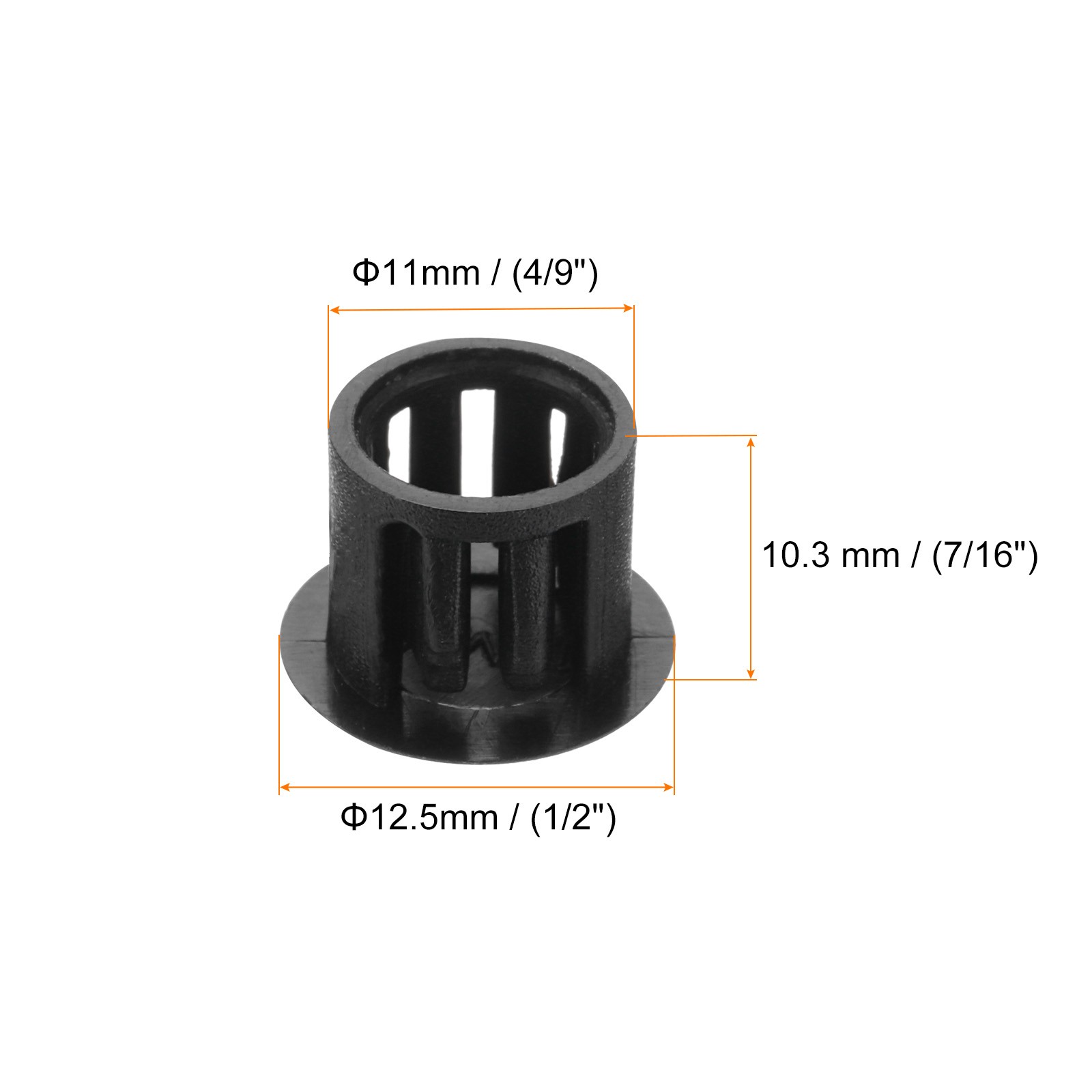 32Pcs 11mm 4/9″ Black Nylon Plastic Round Locking Hole Plugs Insert End Caps