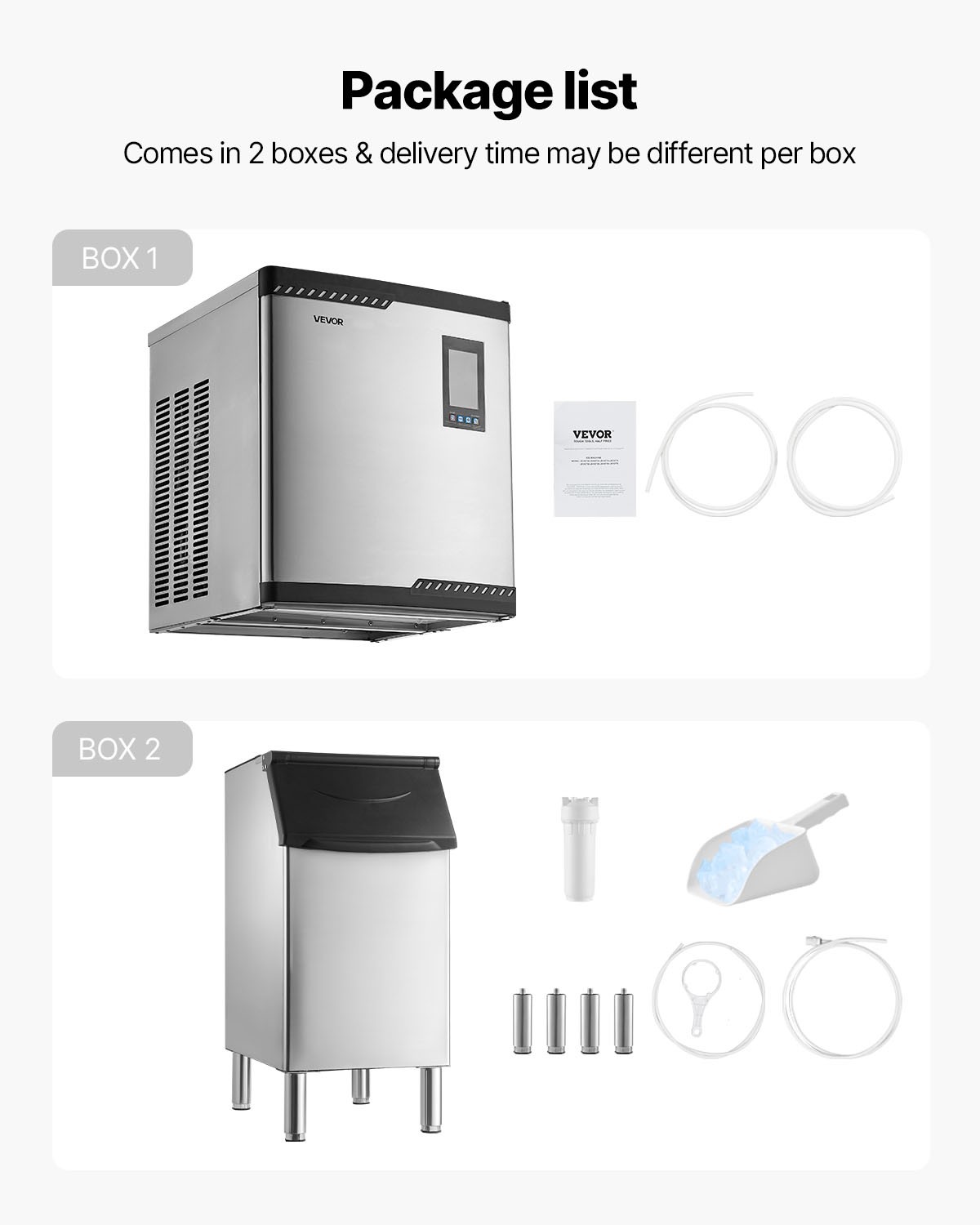 VEVOR Commercial Ice Maker 300LBS/24H with 300LBS Storage Bin Auto Self-Cleaning