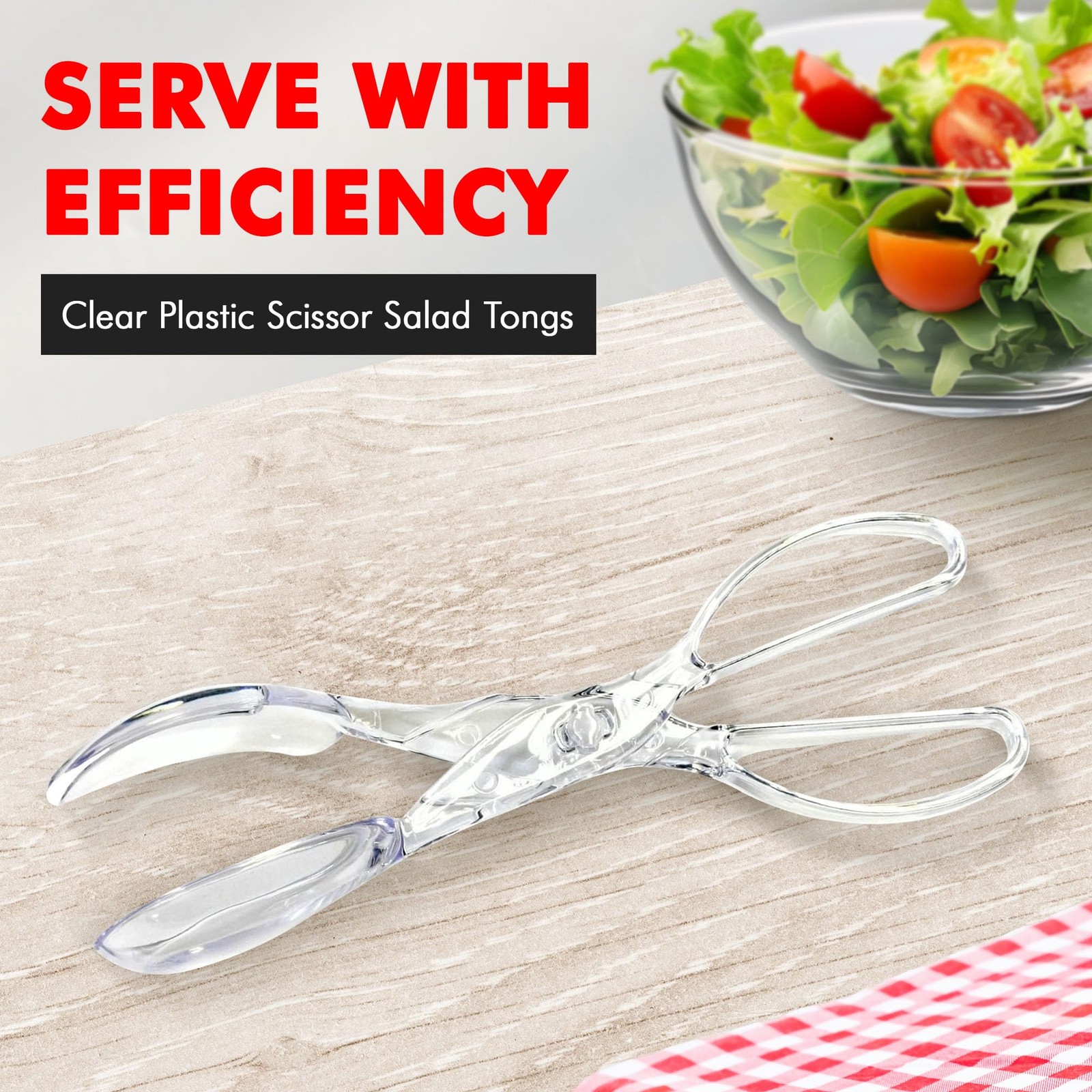 Chef Craft Premium Salad Scissor Tongs, 11.25 11 inches in length, Clear