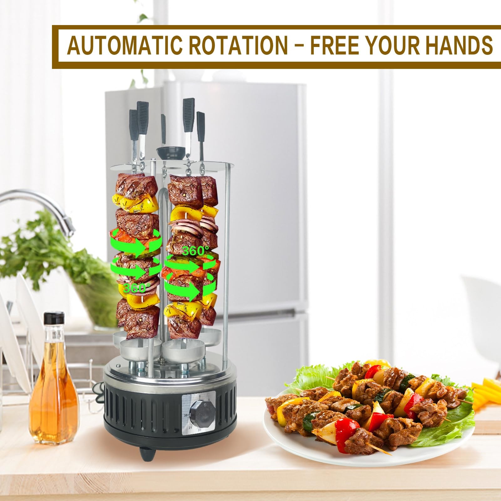 AUPLEX Upgraded Countertop Vertical Rotating Oven – Regular, Silver