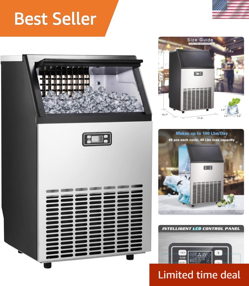 Versatile Ice Maker for Home & Commercial Use: 100lbs/Day with Insulated Storage