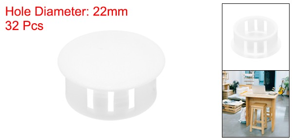 32Pcs 22mm(7/8′) White Nylon Plastic Round Locking Hole Plugs Insert End Caps