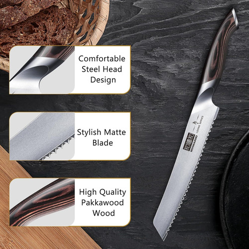 HOSHANHO Bread Knife 8 inch, Japanese High Carbon Stainless Steel 8″, Silver
